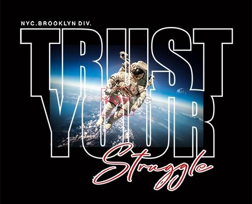 太空人字母印花图案服装裁片T恤卫衣烫图印花花型素材