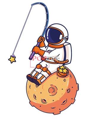 太空人火箭字母印花图案服装裁片T恤卫衣烫图印花花型素材