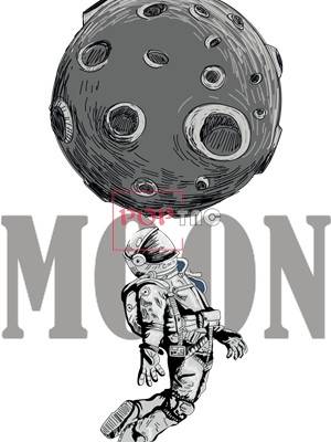 太空人字母印花图案服装裁片T恤卫衣烫图印花花型素材