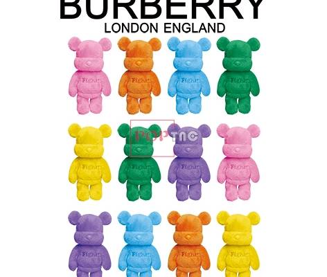 卡通动漫潮牌暴力熊BURBEERY字母印花图案服装裁片T恤卫衣烫图印花花型素材