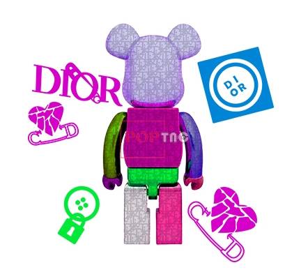 卡通动漫潮牌暴力熊字母DIOR爱心别针印花图案服装裁片T恤卫衣烫图印花花型素材