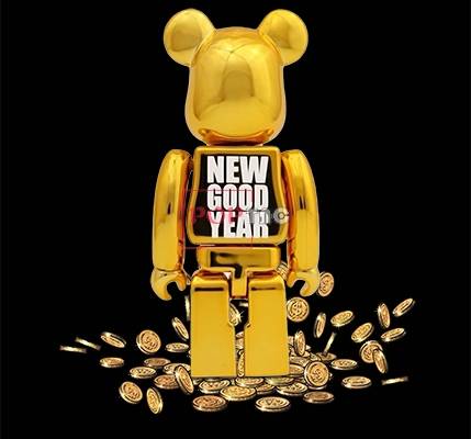 卡通动漫潮牌暴力熊字母硬币印花图案服装裁片T恤卫衣烫图印花花型素材