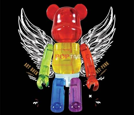 卡通动漫潮牌天使暴力熊字母印花图案服装裁片T恤卫衣烫图印花花型素材