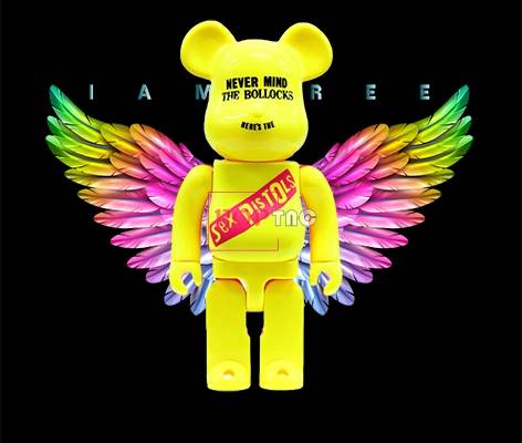 卡通动漫潮牌天使暴力熊字母印花图案服装裁片T恤卫衣烫图印花花型素材