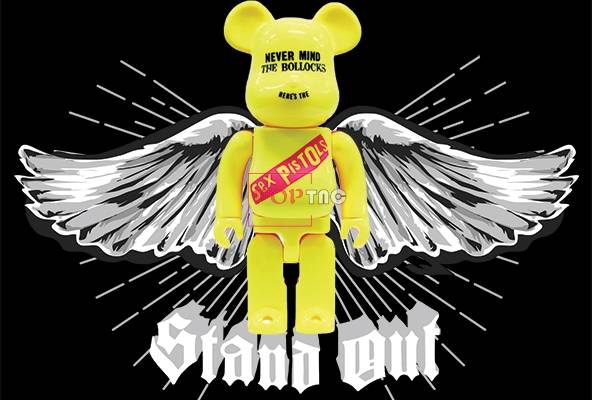 卡通动漫潮牌天使暴力熊字母印花图案服装裁片T恤卫衣烫图印花花型素材