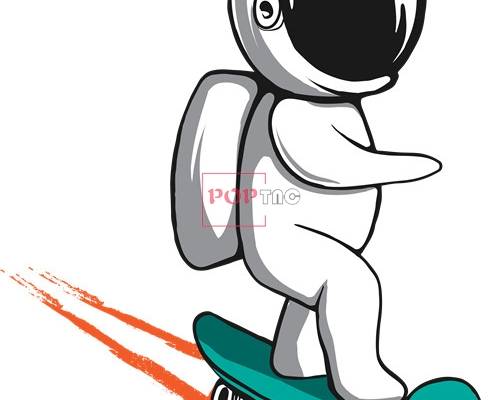 卡通动漫太空人滑板印花图案服装裁片T恤卫衣烫图印花花型素材