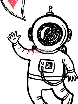 卡通动漫太空人爱心印花图案服装裁片T恤卫衣烫图印花花型素材