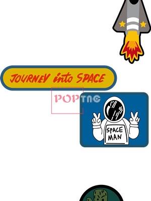 卡通太空人火箭字母印花图案服装裁片T恤卫衣烫图印花花型素材