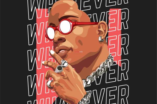 人物字母WHATEVER潮男印花图案服装裁片T恤烫图卫衣印花花型素材