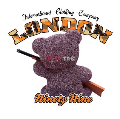 卡通动物熊字母枪支印花图案服装裁片T恤卫衣烫图印花花型素材