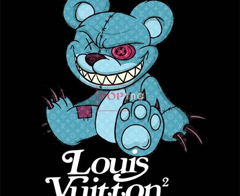 卡通玩偶熊LV花纹字母印花图案服装裁片T恤卫衣烫图印花花型素材