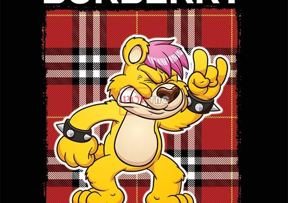 卡通动物格子BURBERRY字母印花图案服装裁片T恤烫图印花花型素材