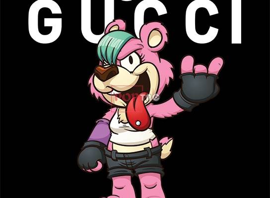 卡通动物玩偶潮牌GUCCI印花图案服装裁片T恤卫衣烫图印花花型素材