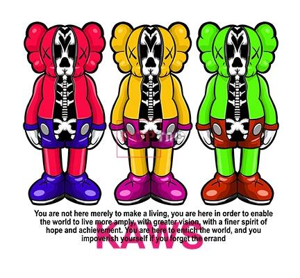 卡通动漫KAWS潮牌印花图案服装裁片T恤卫衣烫图印花花型素材