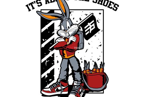 卡通动漫流氓兔字母印花潮牌图案服装裁片T恤卫衣烫图印花花型素材