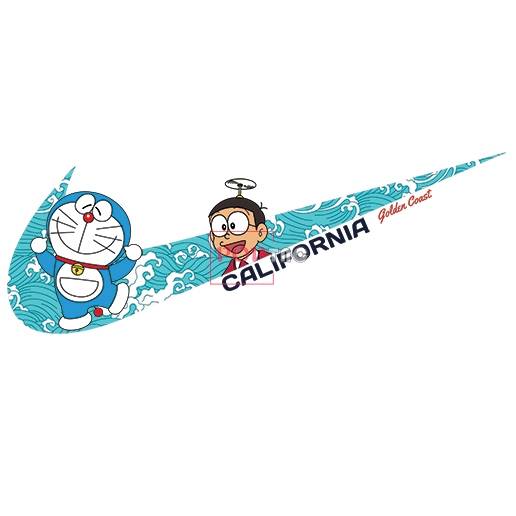 卡通动漫哆啦a梦大雄海浪nike耐克印花图案服装裁片t恤卫衣烫图印花花