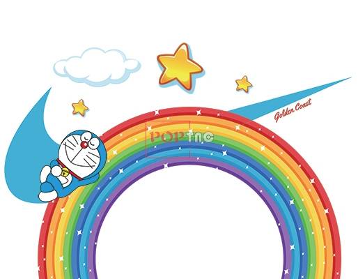 卡通动漫哆啦A梦彩虹星星云朵NIKE耐克印花图案服装裁片T恤卫衣烫图印花花型素材