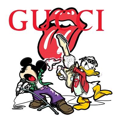 卡通动漫米老鼠唐老鸭嘴唇字母GUCCI印花图案服装裁片T恤卫衣烫图印花花型素材