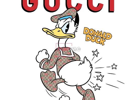 卡通动漫唐老鸭字母GUCCI花纹印花图案服装裁片T恤卫衣烫图印花花型素材
