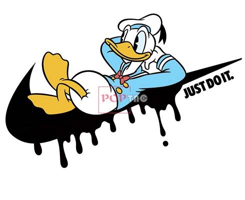 卡通动漫唐老鸭NIKE耐克JUST DO IT印花图案服装裁片T恤卫衣烫图印花花型素材