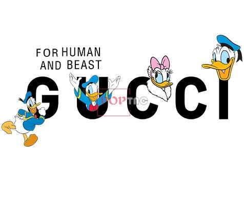 卡通动漫唐老鸭潮牌字母GUCCI印花图案服装裁片T恤卫衣烫图印花花型素材