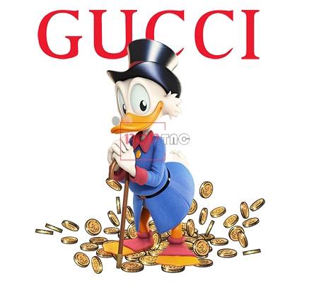 卡通动漫唐老鸭潮牌字母GUCCI硬币印花图案服装裁片T恤卫衣烫图印花花型素材