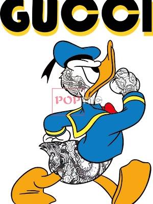 卡通动漫唐老鸭潮牌字母GUCCI印花图案服装裁片T恤卫衣烫图印花花型素材