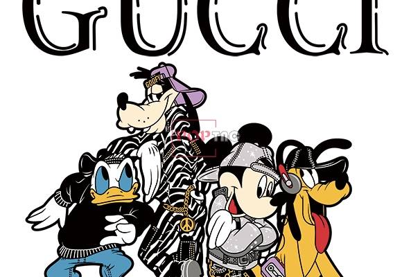 卡通动漫唐老鸭米奇潮牌字母GUCCI印花图案服装裁片T恤卫衣烫图印花花型素材