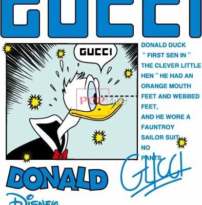 卡通动漫唐老鸭潮牌字母GUCCI印花图案服装裁片T恤卫衣烫图印花花型素材