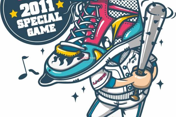 卡通动漫李宁棒球嘻哈风印花图案服装裁片T恤卫衣烫图印花花型素材