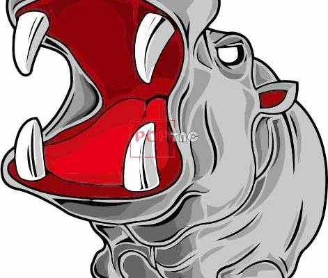 卡通动物河马印花图案服装裁片T恤卫衣烫图印花花型素材