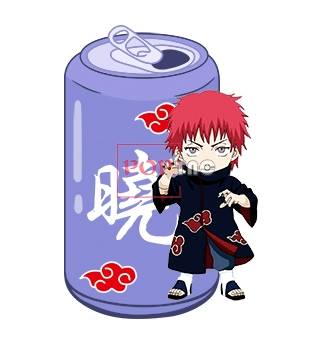 Q版卡通火影忍者易拉罐印花图案服装裁片T恤卫衣烫图印花花型素材