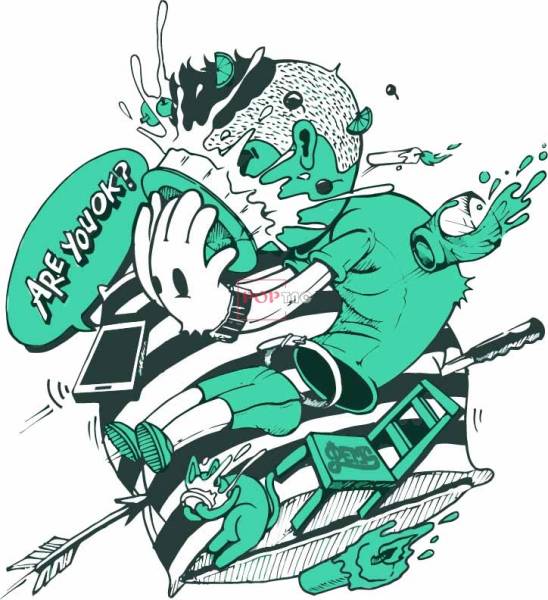 卡通动漫涂鸦嘻哈风印花图案服装裁片t恤卫衣烫图印花花型素材