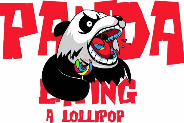 卡通动物熊猫字母嘻哈风印花图案服装裁片T恤卫衣烫图印花花型素材