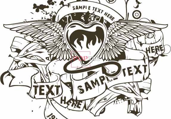 几何花纹翅膀爱心字母印花图案服装裁片T恤卫衣烫图印花花型素材