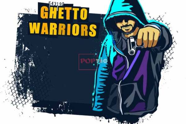 几何涂鸦人物手枪字母印花图案服装裁片T恤卫衣烫图印花花型素材