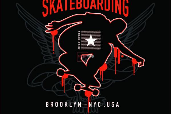 人物涂鸦翅膀字母NYC印花图案服装裁片T恤卫衣烫图印花花型素材