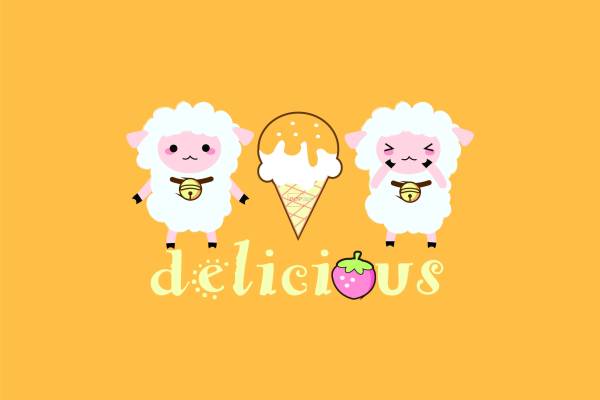 动物绵羊雪糕字母印花图案服装裁片T恤卫衣烫图印花花型素材