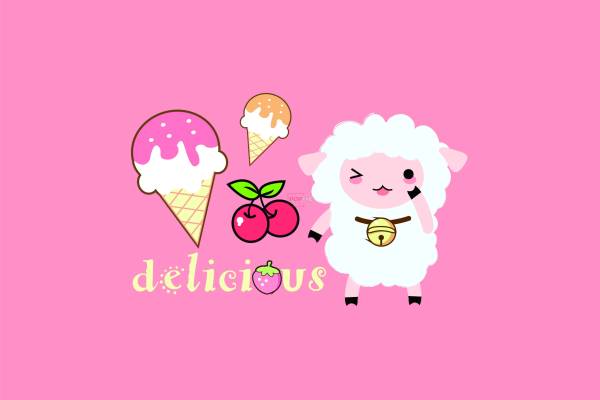 动物绵羊雪糕字母印花图案服装裁片T恤卫衣烫图印花花型素材