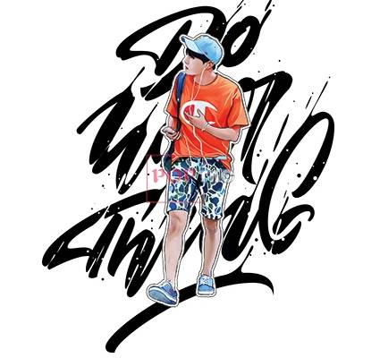 潮图人物印花图案服装裁片T恤卫衣烫图印花花型素材