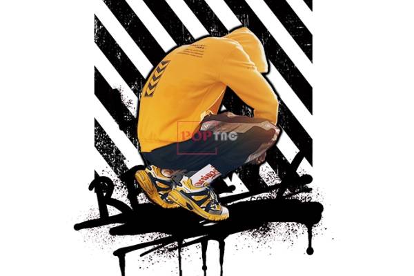 潮图人物字母off white印花图案服装裁片T恤卫衣烫图印花花型素材