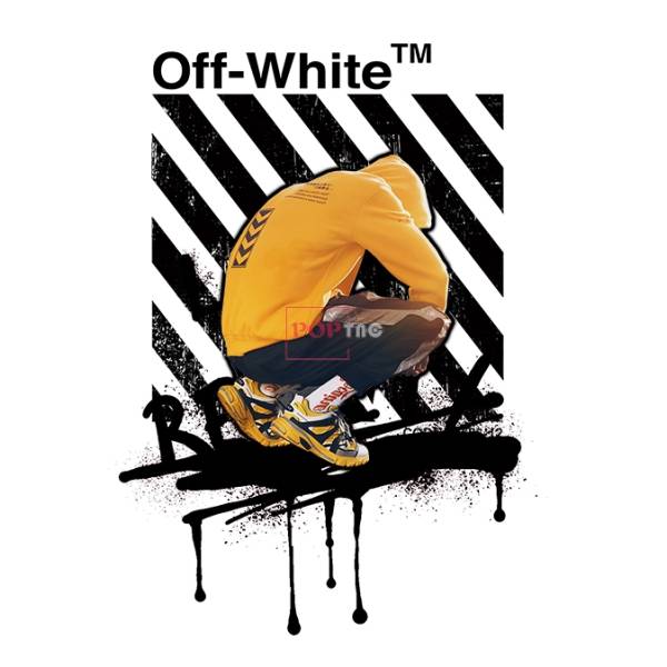 潮图人物字母off white印花图案服装裁片t恤卫衣烫图印花花型素材