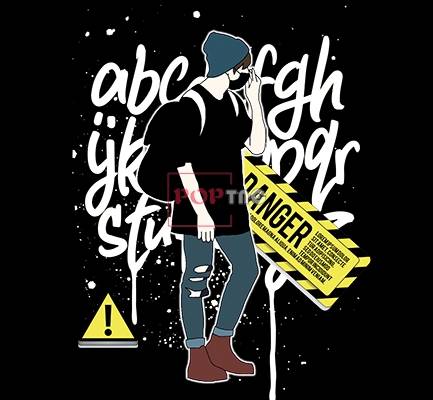 涂鸦字母潮男印花图案服装裁片T恤卫衣烫图印花花型素材