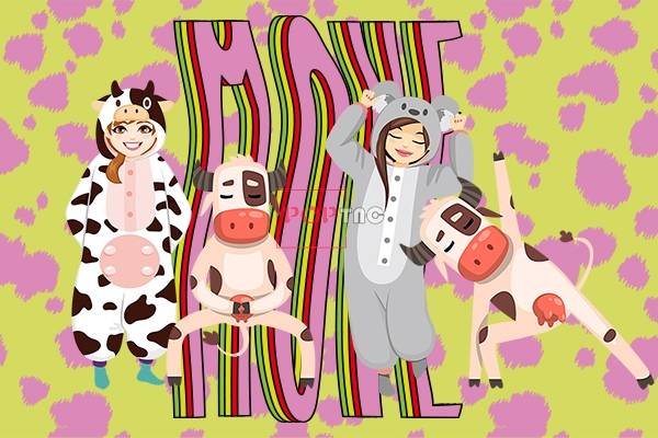 几何豹纹人物牛字母印花图案服装裁片T恤卫衣烫图印花花型素材