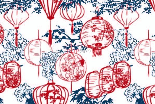 植物花纹灯笼印花图案服装纺织数码印花花型素材