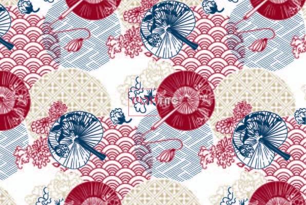 民族风花纹扇子印花图案服装纺织数码印花花型素材