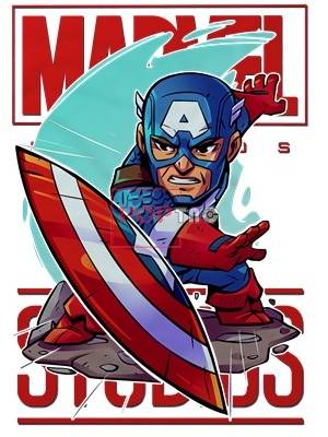 卡通动漫漫威美国队长字母联名印花图案服装裁片T恤卫衣烫图印花花型素材