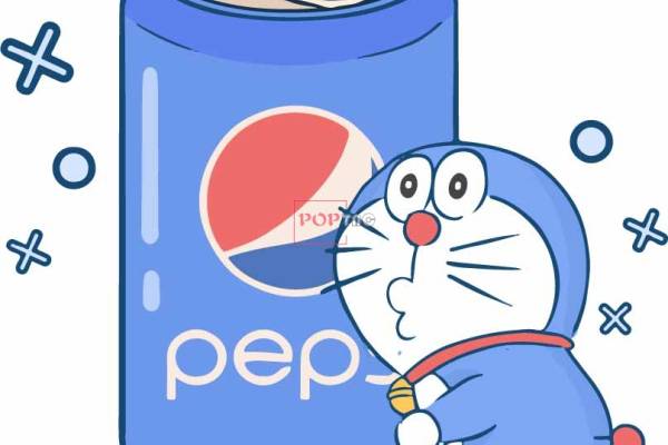 卡通动漫哆啦A梦易拉罐百事可乐联名款印花图案服装裁片T恤卫衣烫图印花花型素材