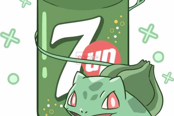 卡通动漫宠物小精灵易拉罐七喜联名款印花图案服装裁片T恤卫衣烫图印花花型素材