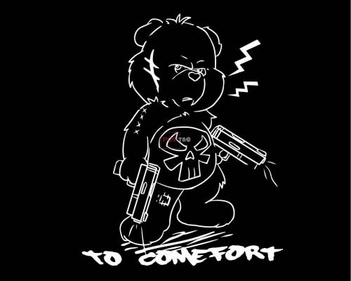 卡通动漫双枪潮牌熊字母印花图案服装裁片T恤卫衣烫图印花花型素材